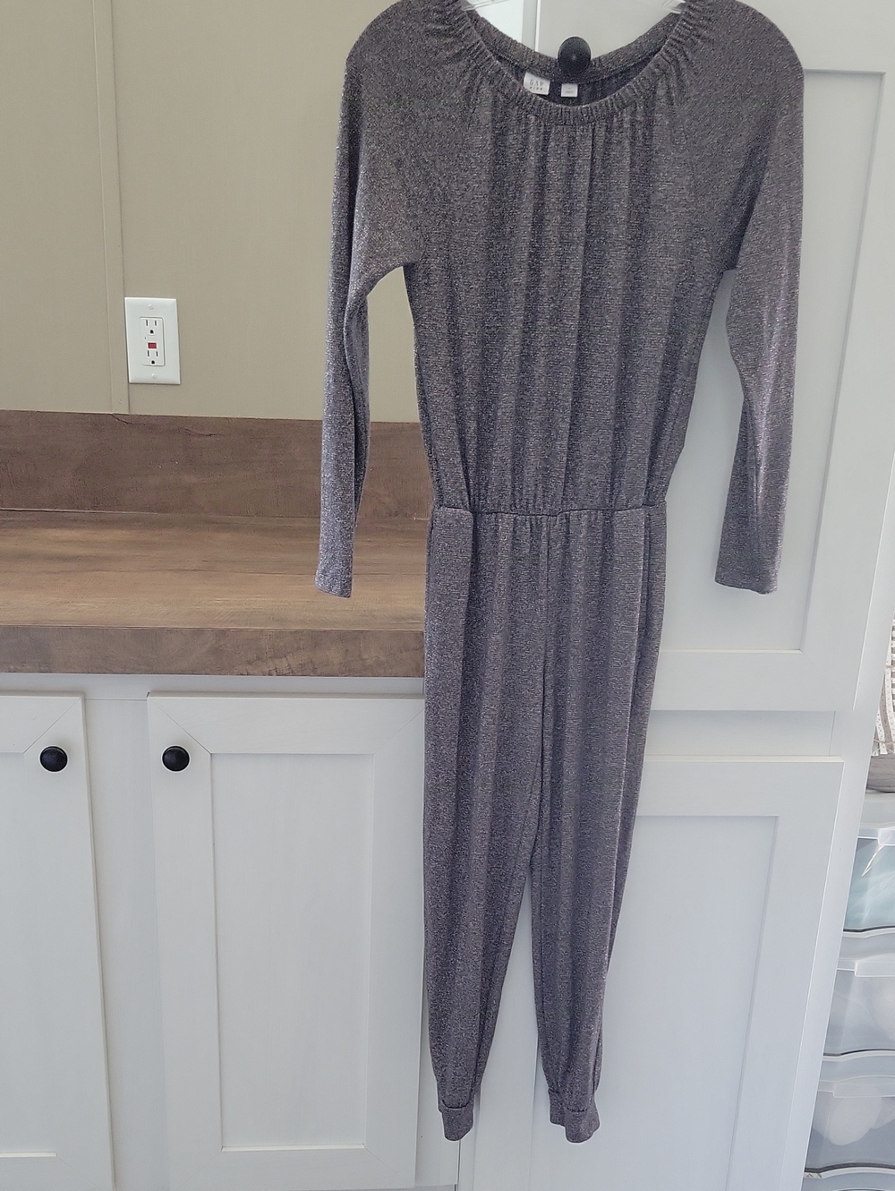 GAP Girls Metallic Gray Long-Sleeve Jumpsuit